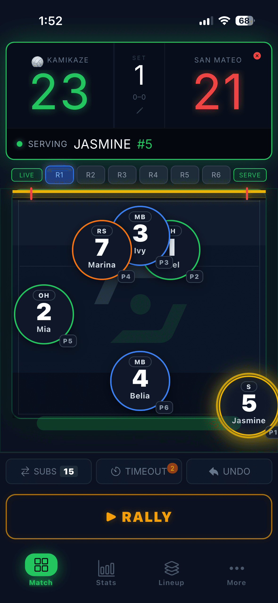 CourtOS — Live Rotation View
